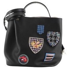 Christian Dior Diorific Bucket Bag Patch Embellished Leather Medium