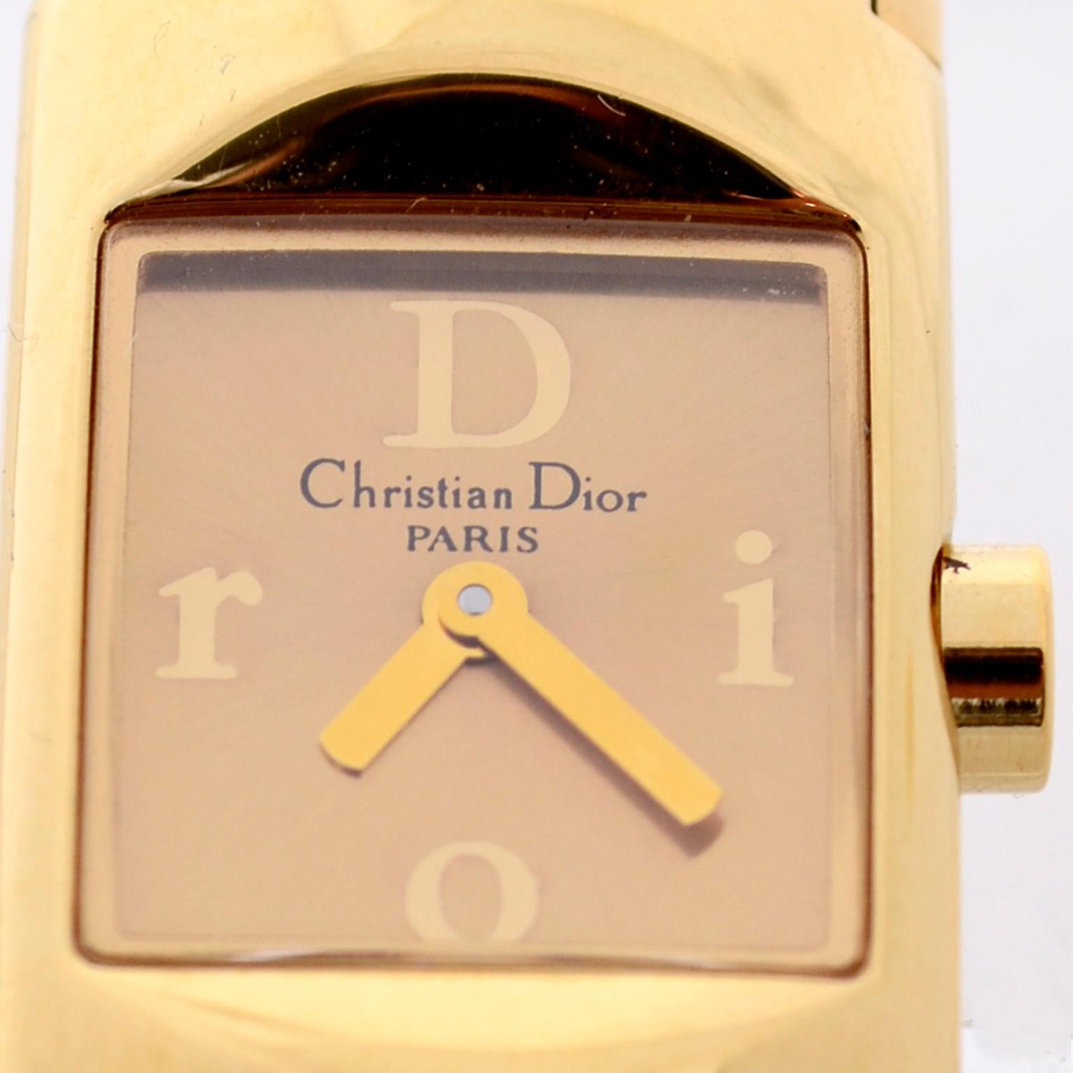 Christian Dior Diorific Houndstooth Gold Plated Ladies Bracelet Watch Never Used 3