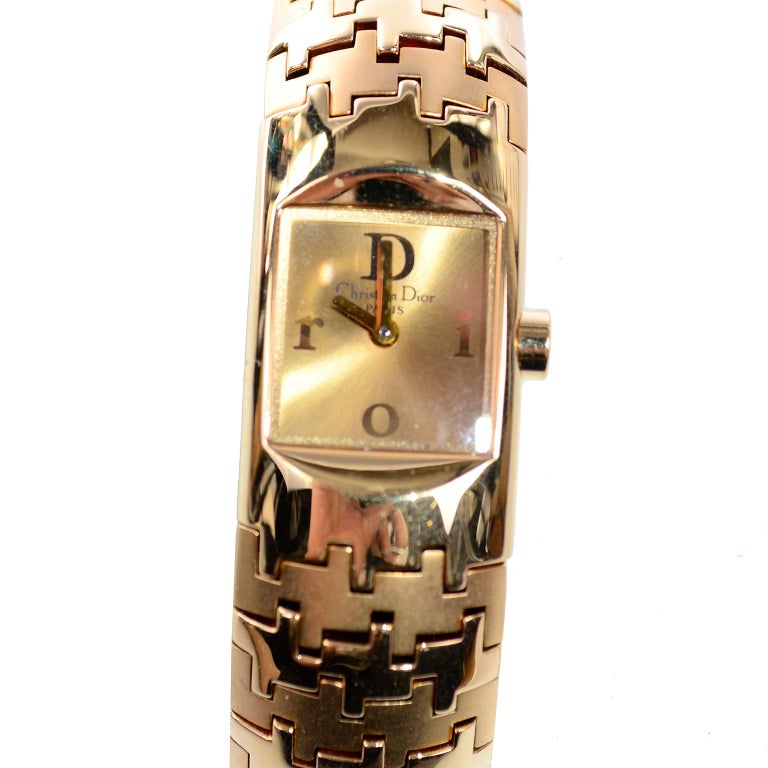 Christian Dior Diorific Houndstooth Gold Plated Ladies Bracelet Watch