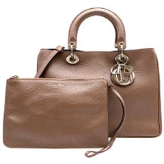 Christian Dior Diorissimo Bronze Medium Pebbled Leather Bag