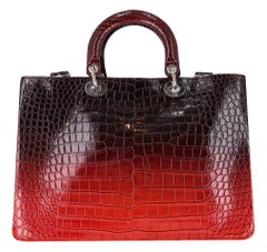 Christian Dior Diorissimo Crocodile Skin Ombre Tote Bag