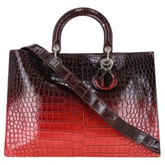 Christian Dior Diorissimo Crocodile Skin Ombre Tote Bag