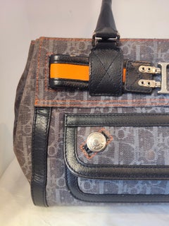 Christian Dior Diorissimo Flight vintage oblique blue red denim handle bag