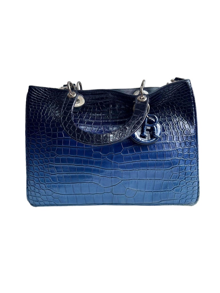 Ombre Crocodile Pattern Handbag Women's Leather Shoulder Bag Vintage Top  Handle Purse 
