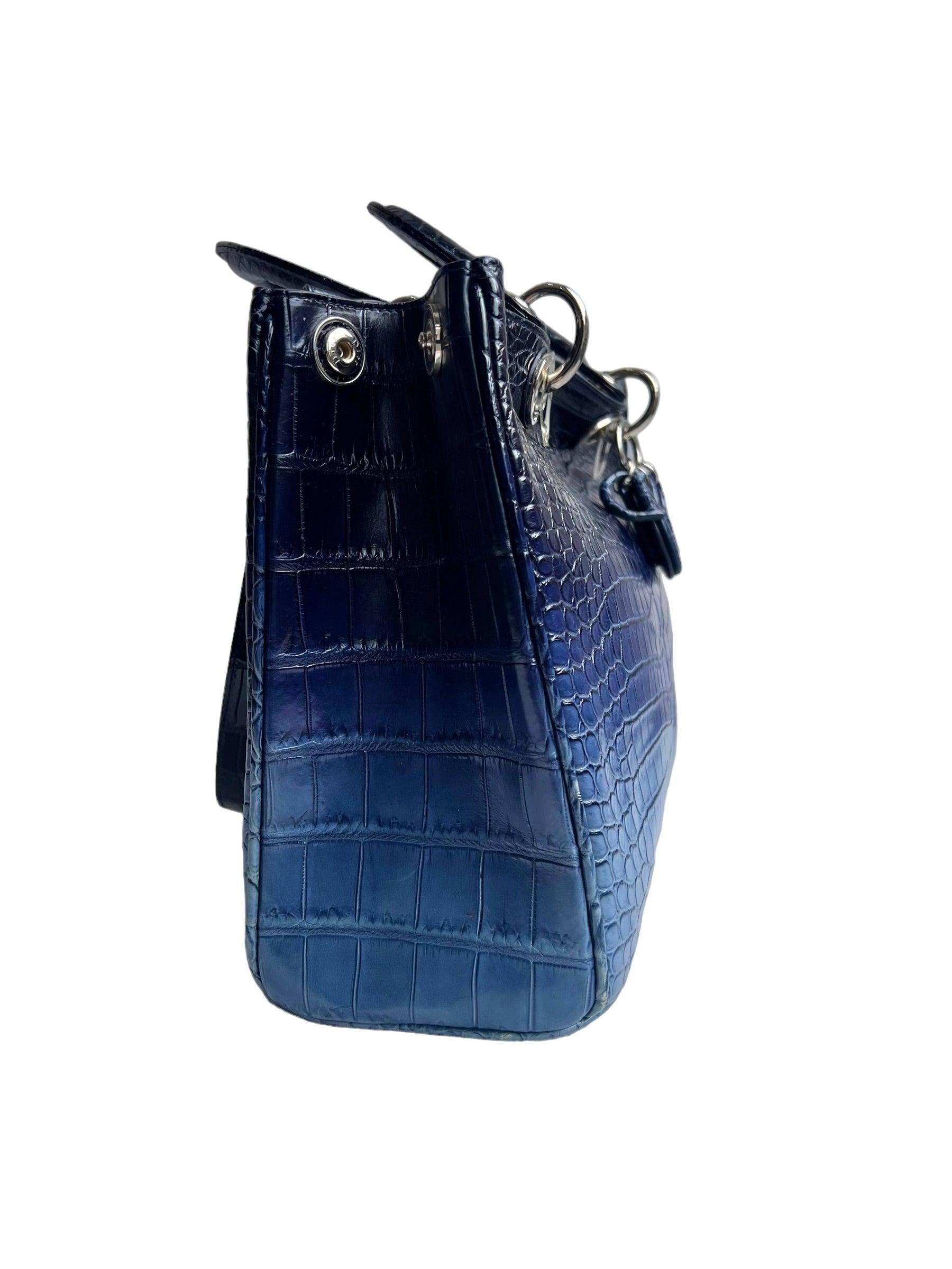 Women's or Men's Christian Dior Diorissimo Ombre Crocodile Tote Medium Bag For Sale
