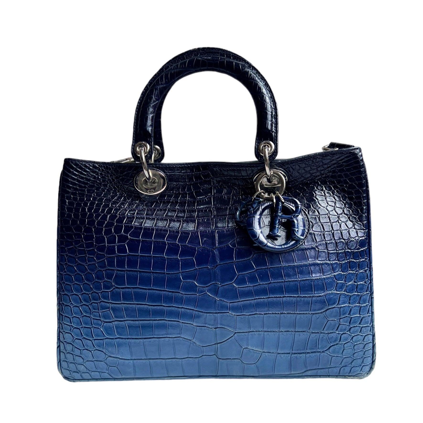 Christian Dior Diorissimo Ombre Crocodile Tote Medium Bag For Sale 3
