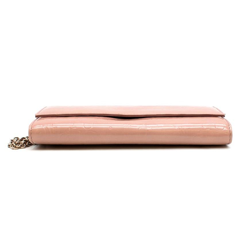 Beige Christian Dior Diorissimo Patent Leather Chain Wallet