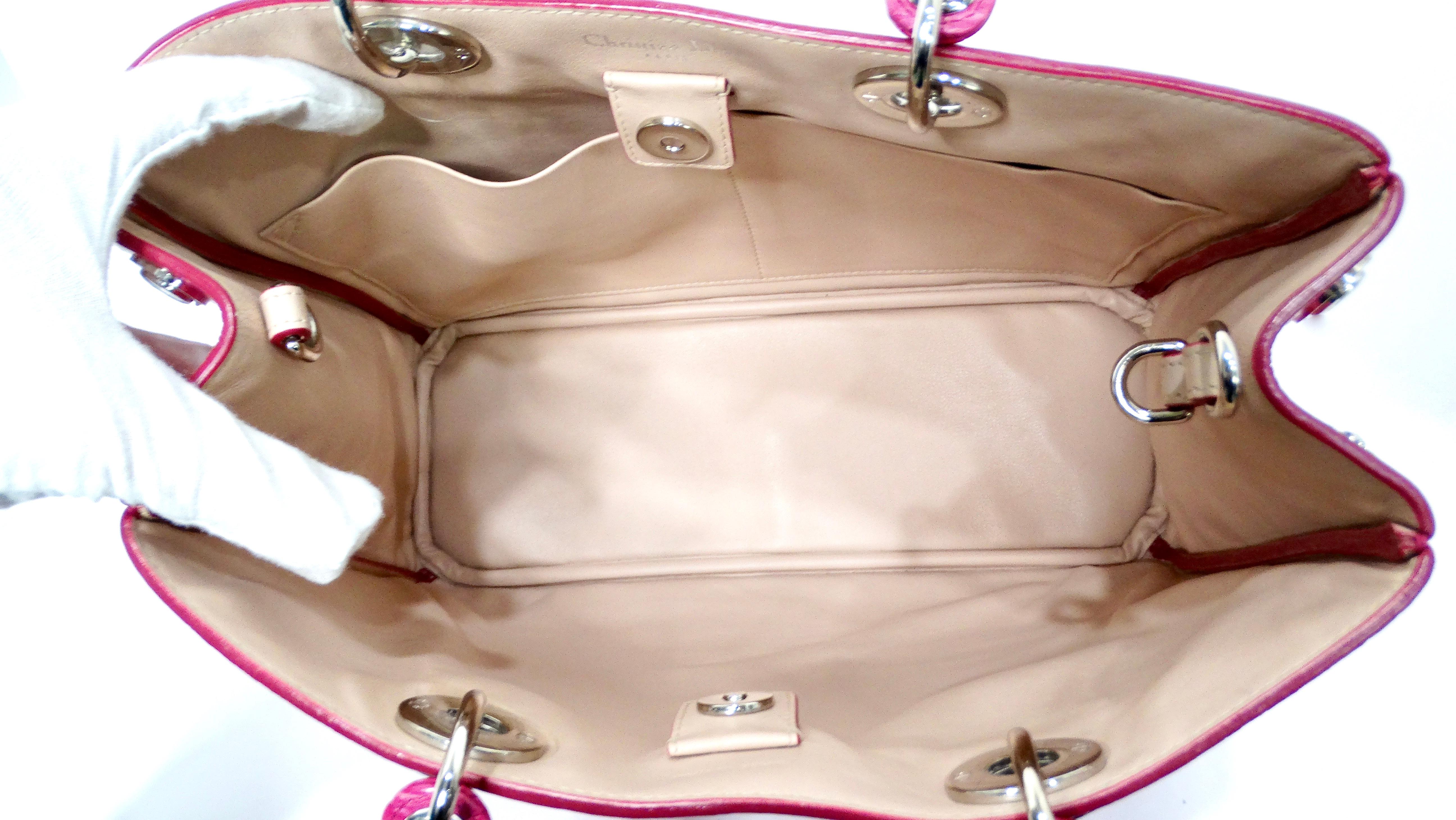 Christian Dior Diorissimo Purple Pink Crocodile Lady Dior Handbag en venta 5