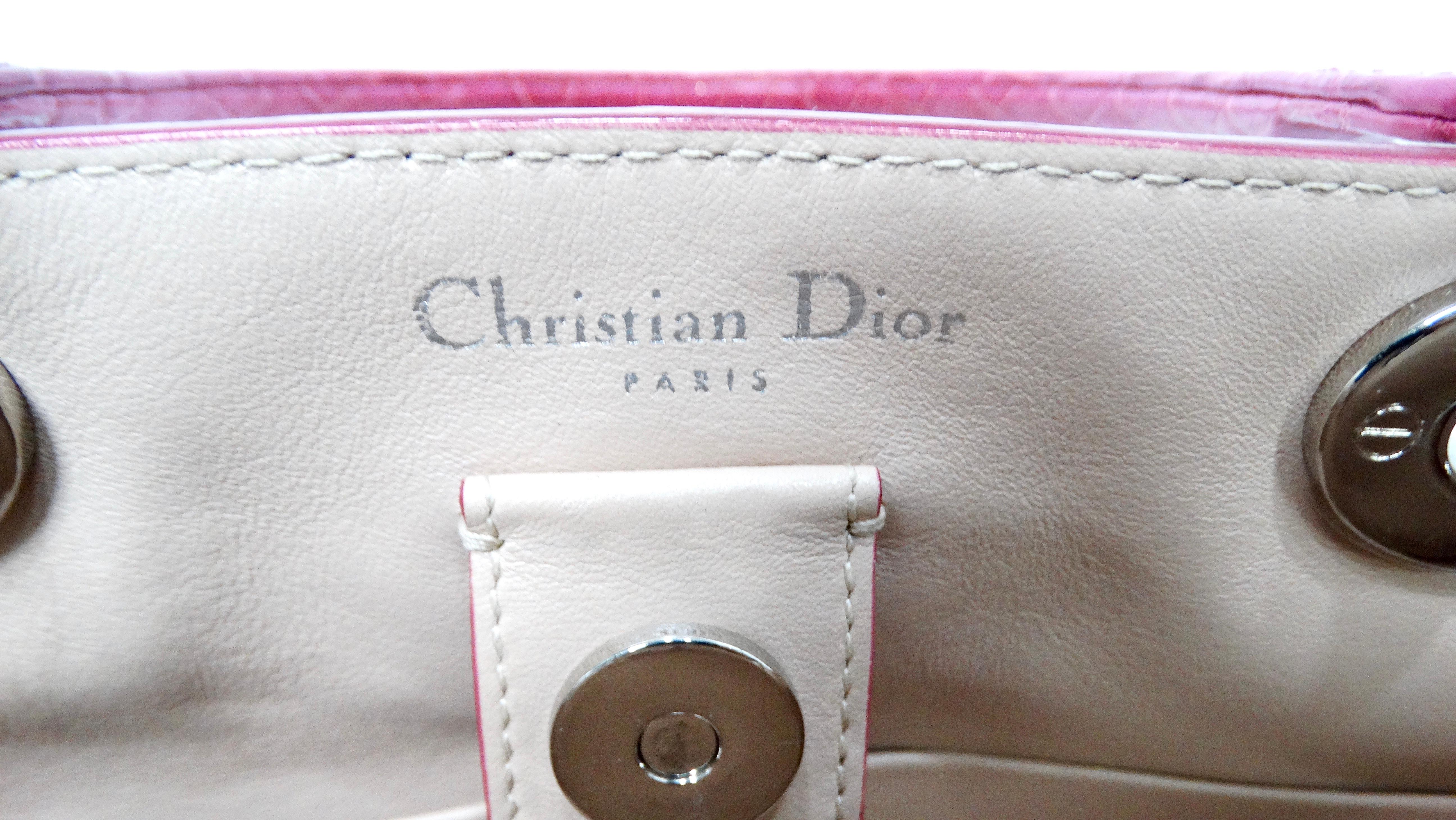 Christian Dior Diorissimo Purple Pink Crocodile Lady Dior Handbag en venta 6