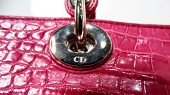Christian Dior Diorissimo Purple Pink Crocodile Lady Dior Handbag