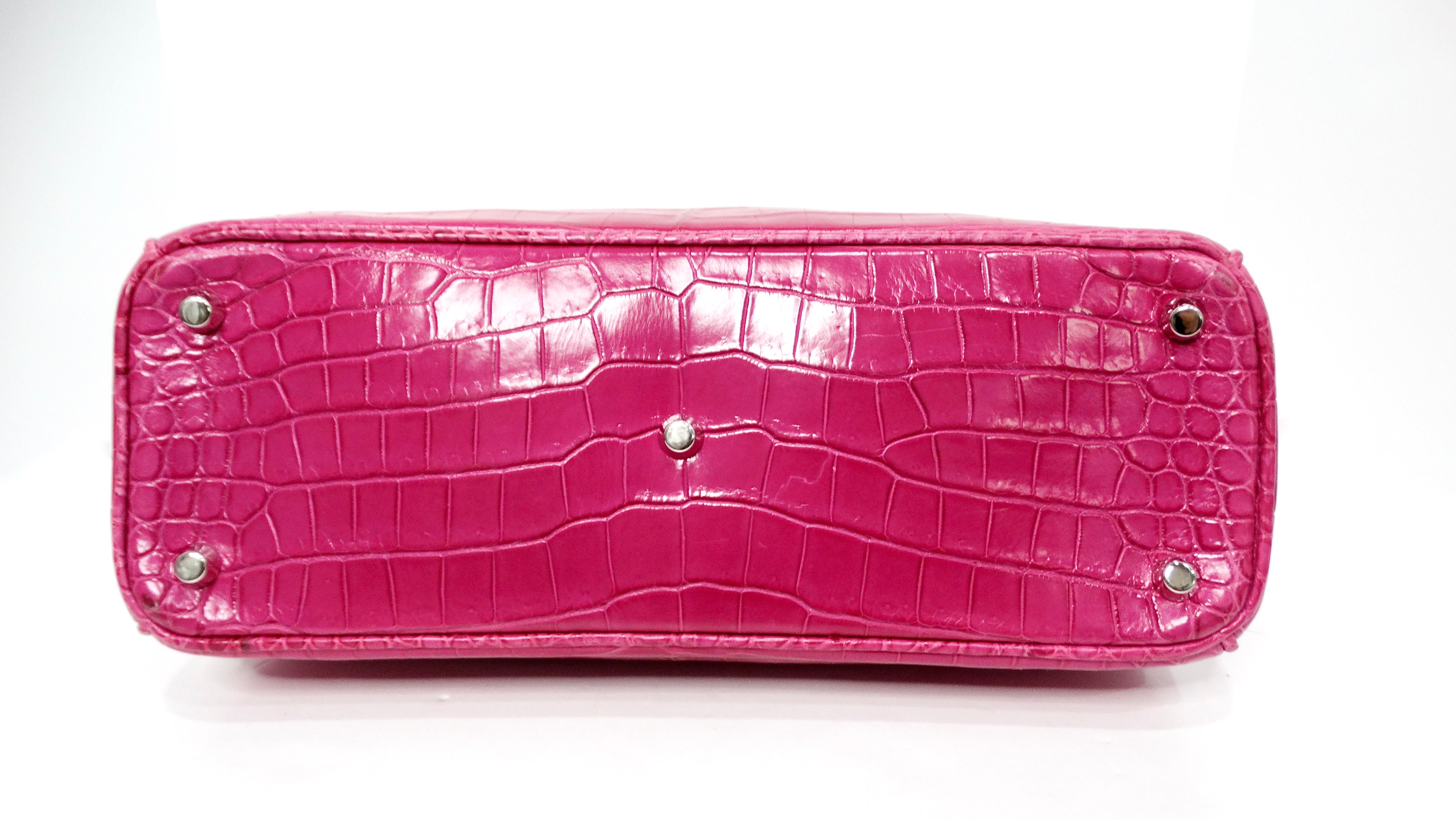 Christian Dior Diorissimo Purple Pink Crocodile Lady Dior Handbag en venta 4