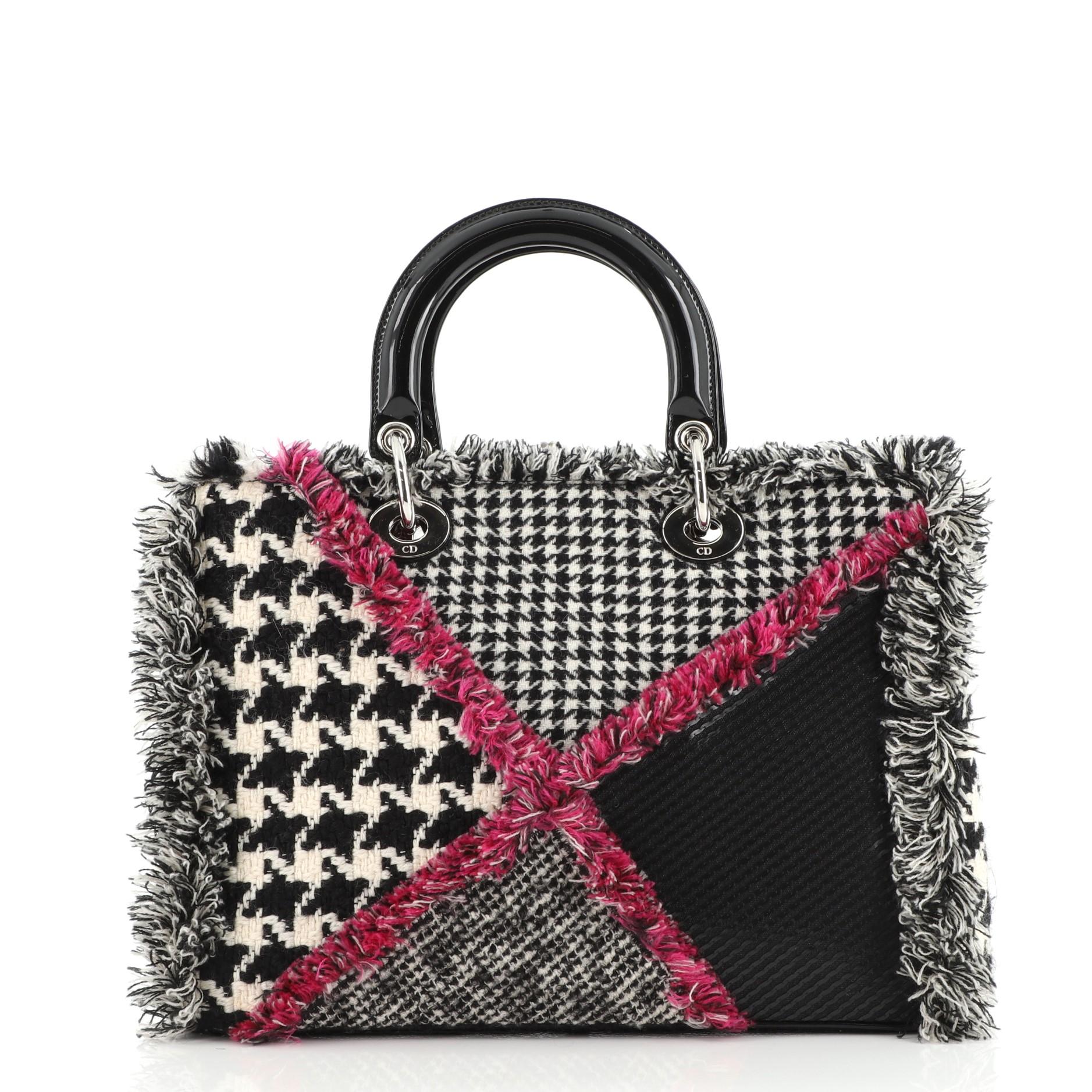 Christian Dior Diorissimo Tote Mixed Tweed with Fringe Medium In Good Condition In NY, NY