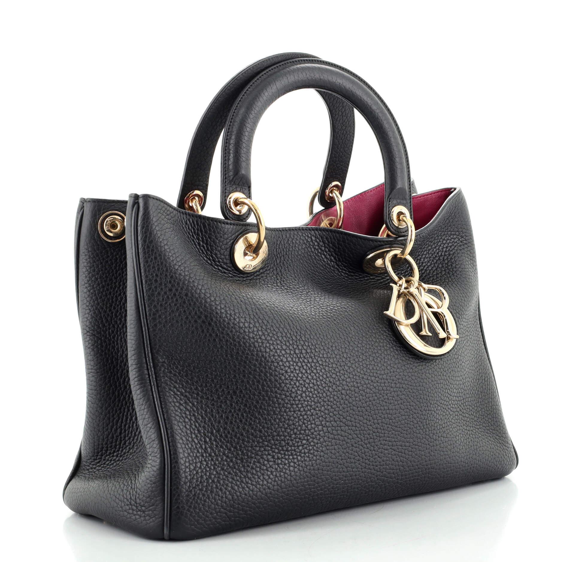 Christian Dior Diorissimo Tote aus gekörntem Leder Medium (Schwarz)