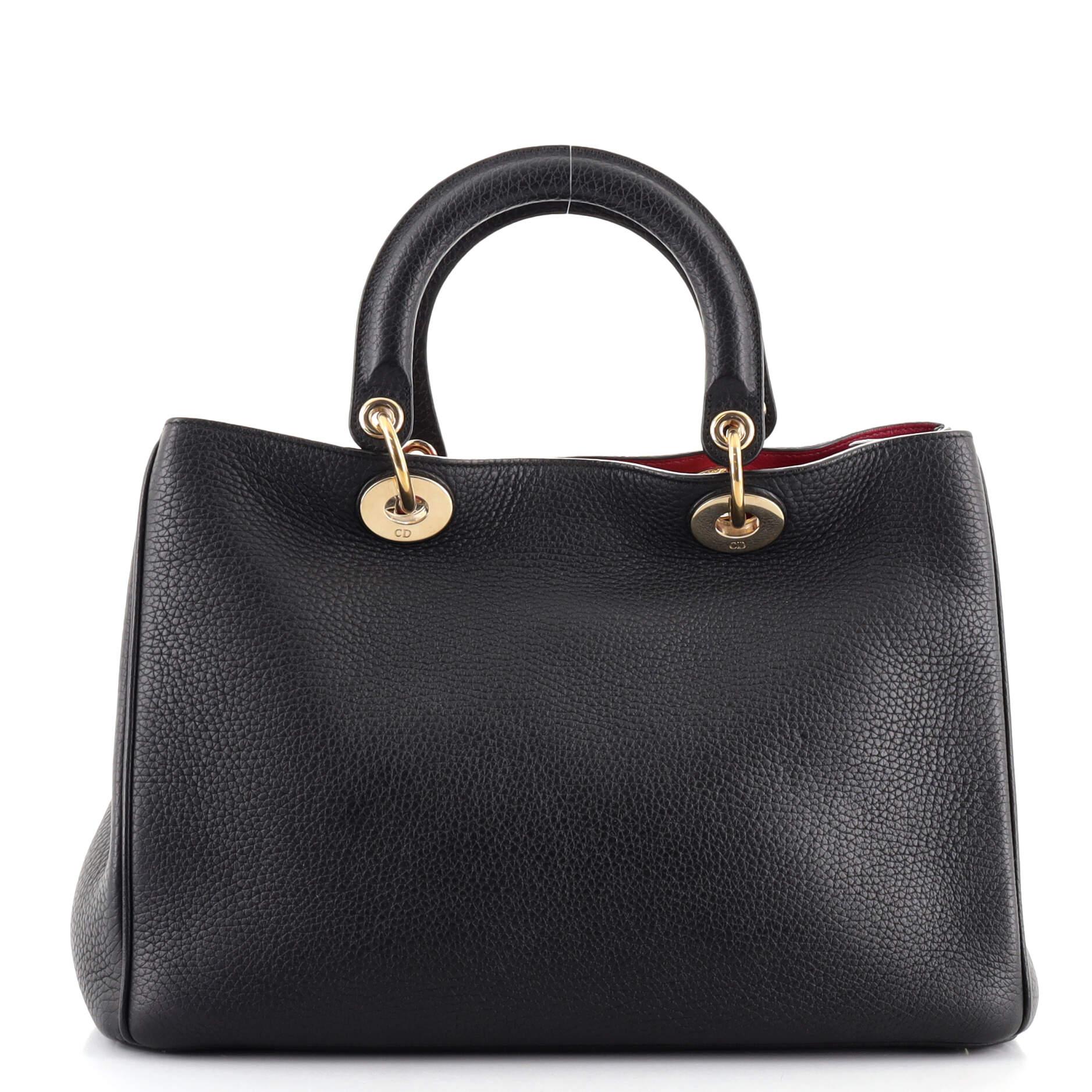 Christian Dior Diorissimo Tote aus gekörntem Leder Medium im Zustand „Gut“ in NY, NY