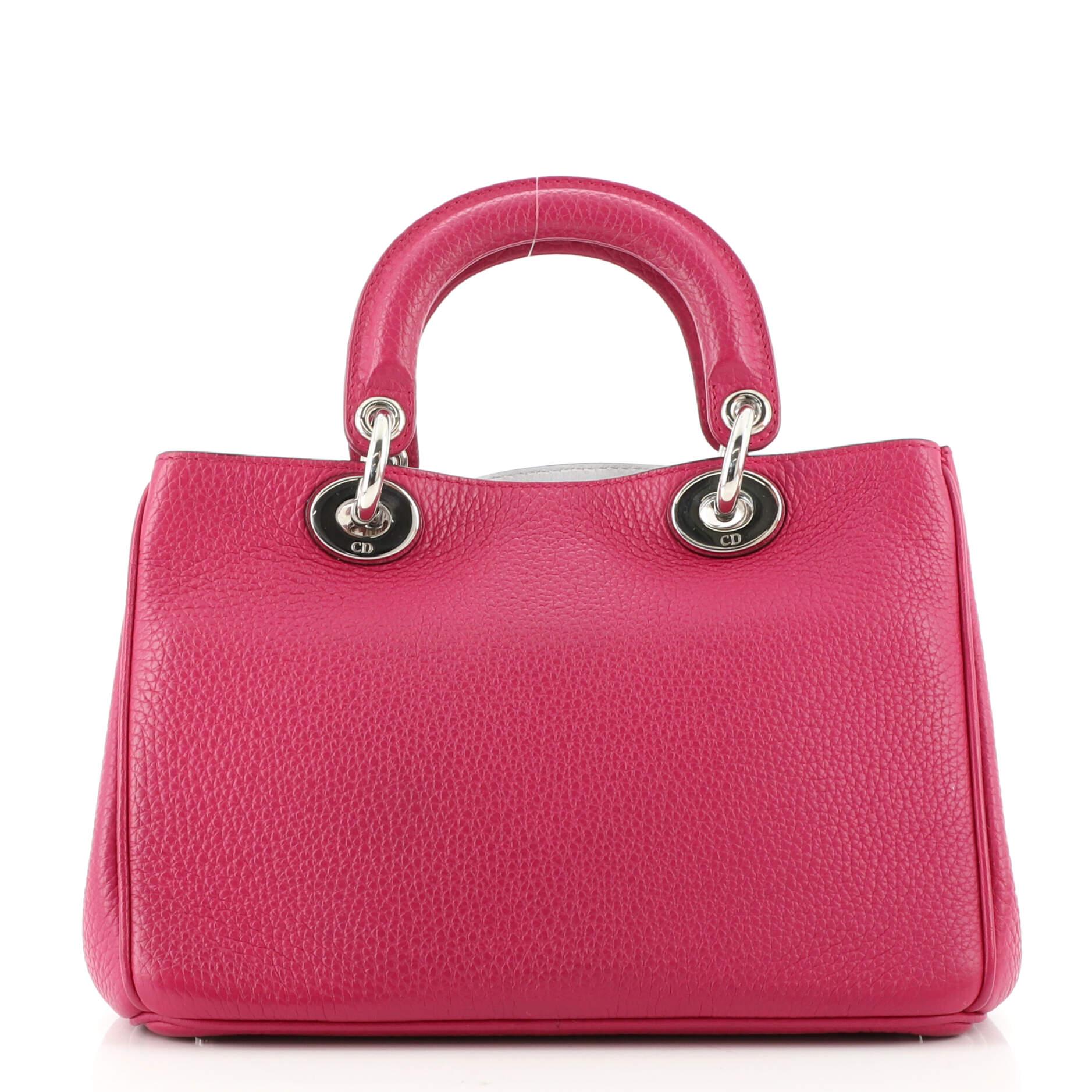Pink Christian Dior Diorissimo Tote Pebbled Leather Mini