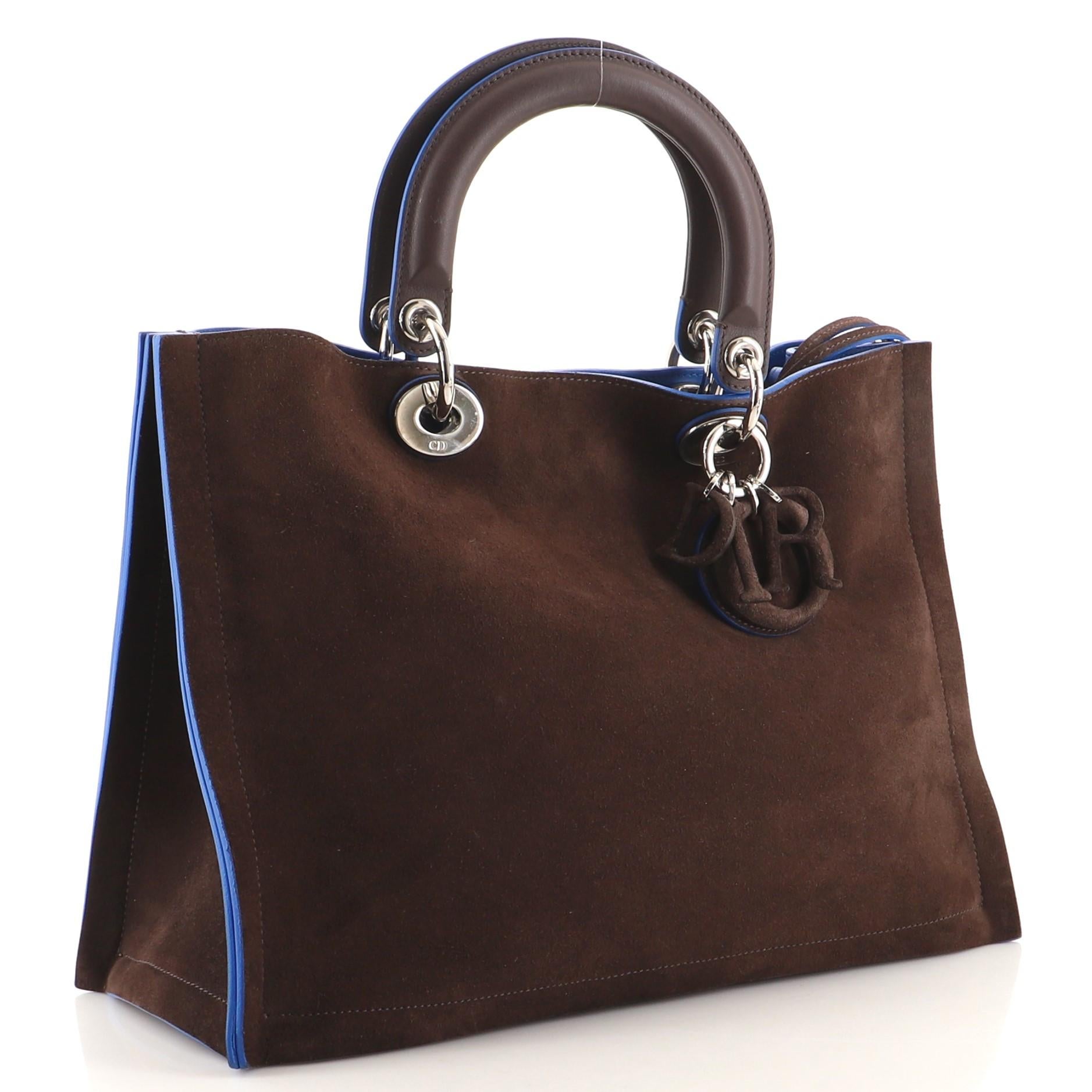Black Christian Dior Diorissimo Tote Suede Medium