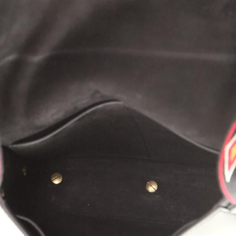 Black Christian Dior Diorodeo Flap Bag Calfskin with Embroidered Detail