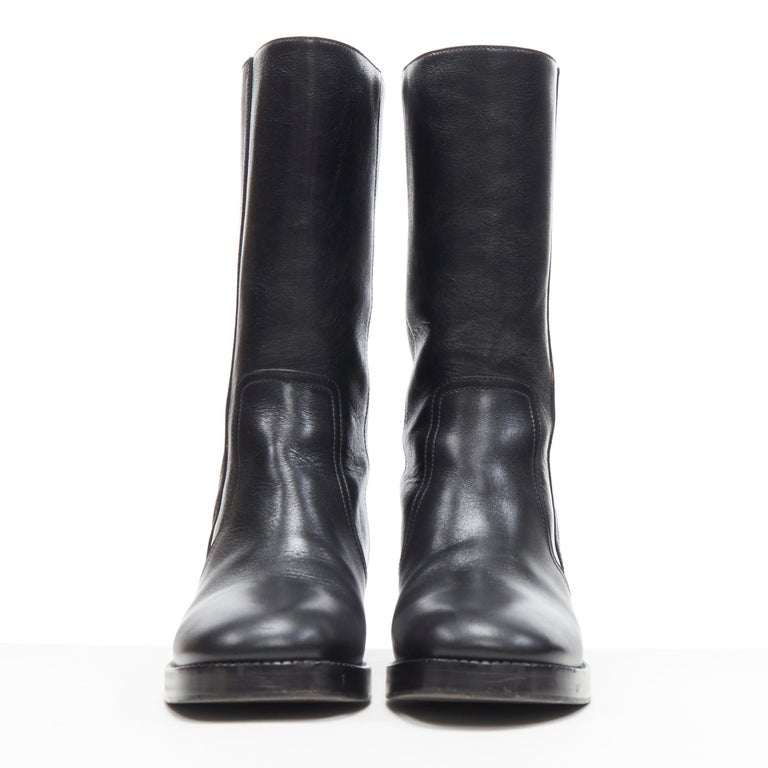 CHRISTIAN DIOR Diorodeo shiny calfskin leather tall flat riding boot EU38 D  For Sale at 1stDibs | desperately seeking susan boots