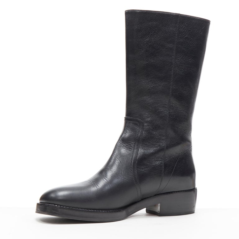 D-major leather riding boots Dior Black size 36 EU in Leather - 31392313