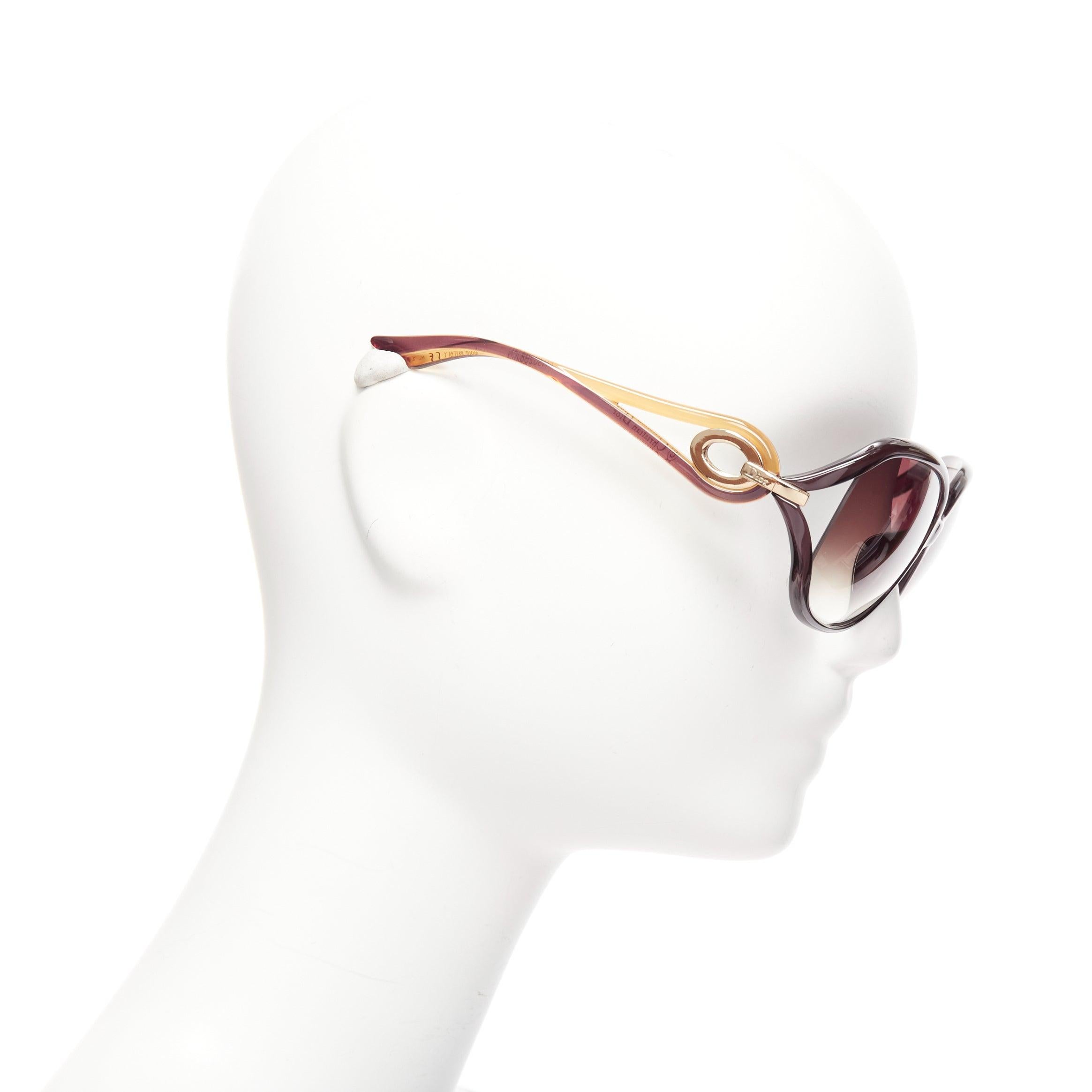 CHRISTIAN DIOR Diorvolute2F brown black gold curved temple butterfly sunglasses In Good Condition In Hong Kong, NT