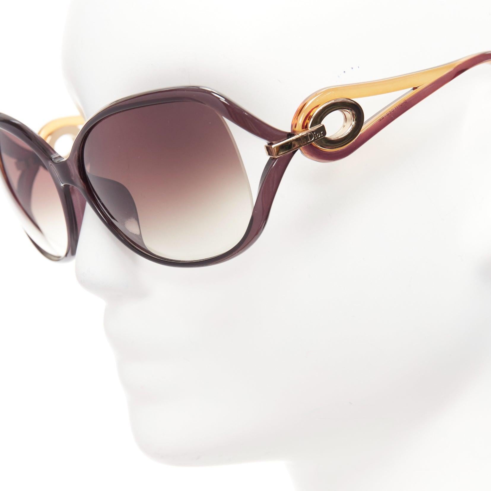 CHRISTIAN DIOR Diorvolute2F brown black gold curved temple butterfly sunglasses 1