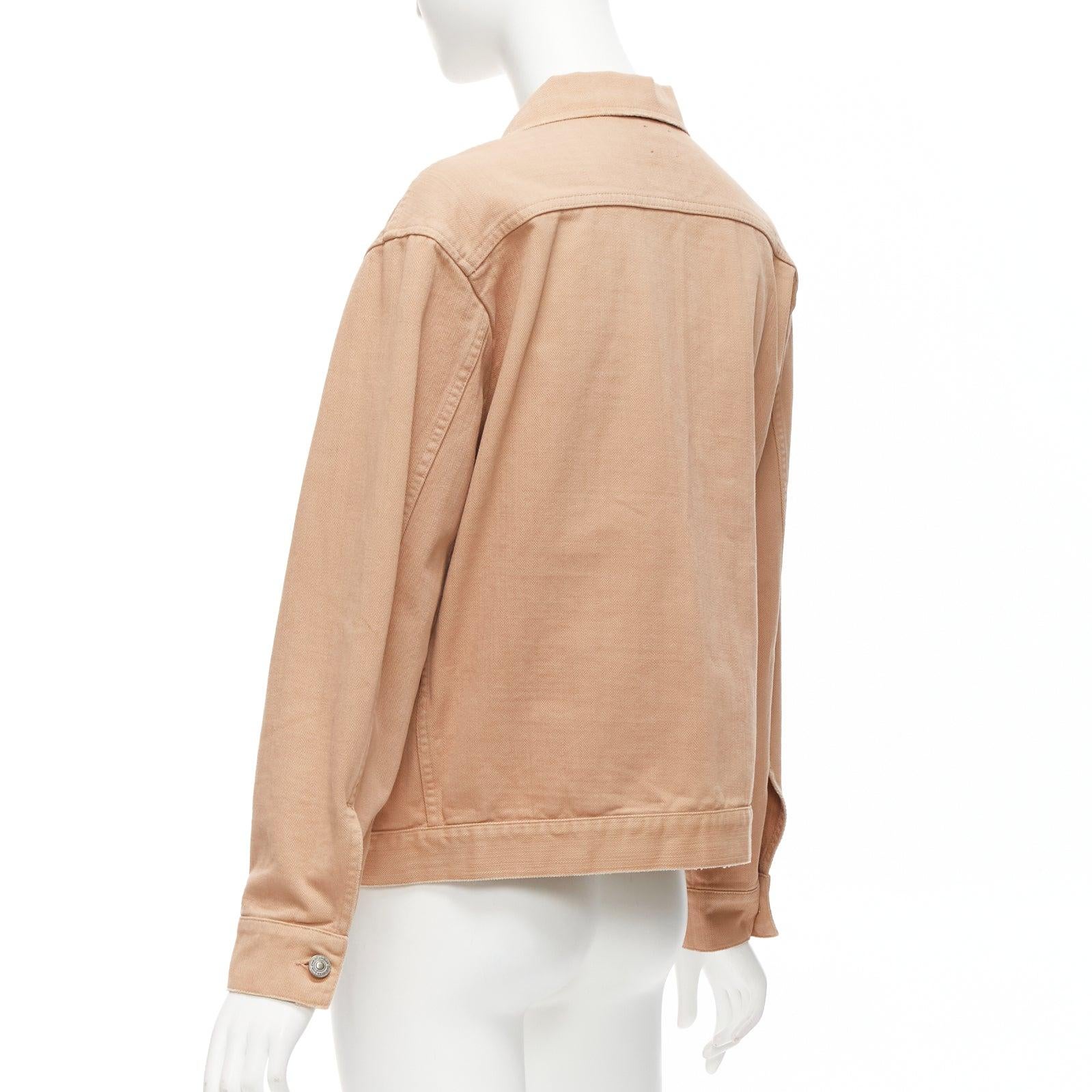 CHRISTIAN DIOR dirty peach denim CD bee logo boxy trucker jacket FR36 S For Sale 1