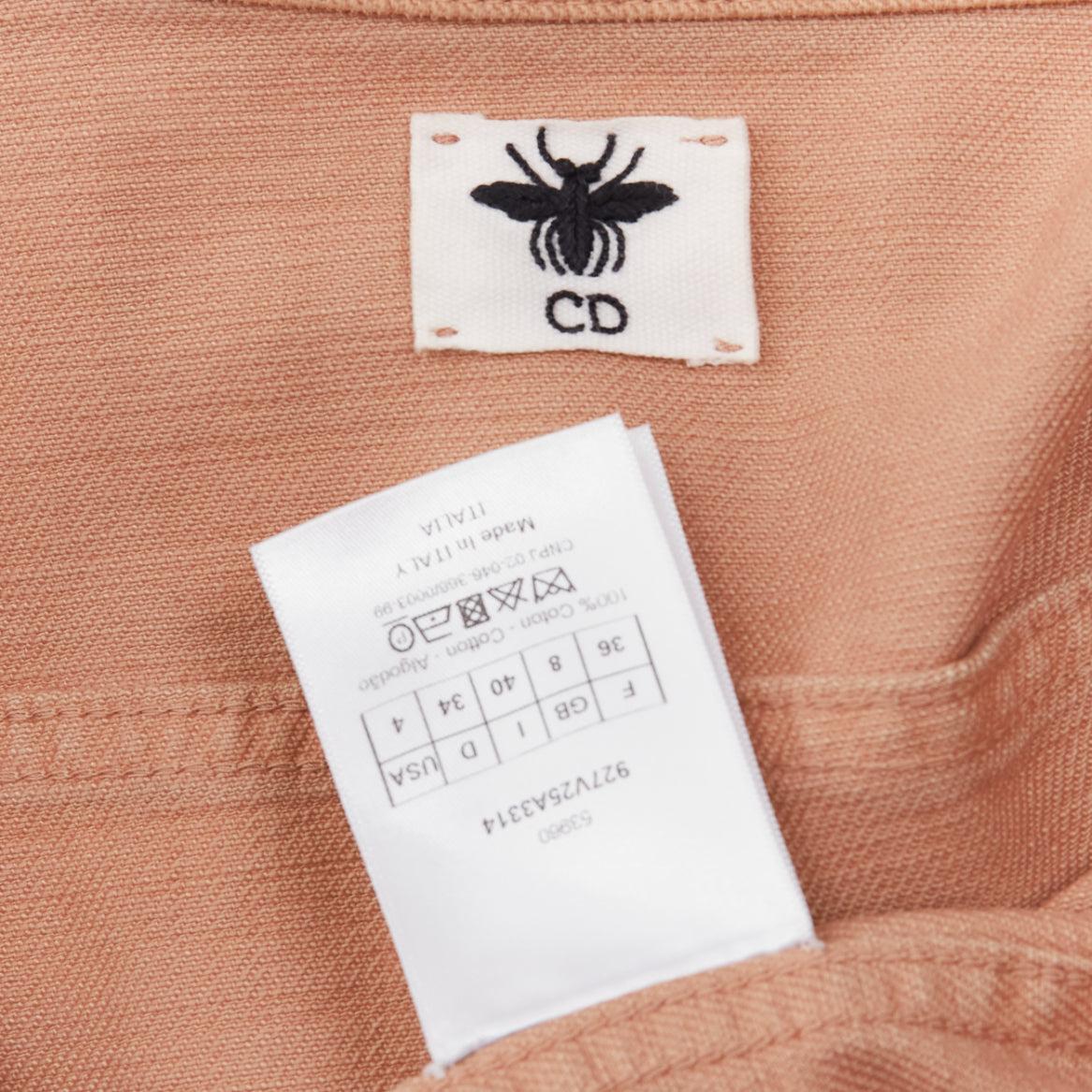 CHRISTIAN DIOR dirty peach denim CD bee logo boxy trucker jacket FR36 S For Sale 3