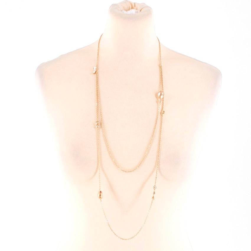Christian Dior Double Strand Gold Vermeil Necklace 

- Gold Vermeil Necklace
- Double strand 
- Clear Crystal embellished around chain 
- Lobster clasp closure
- Adjustable length
This item comes with an original box. 

Please note, these items are