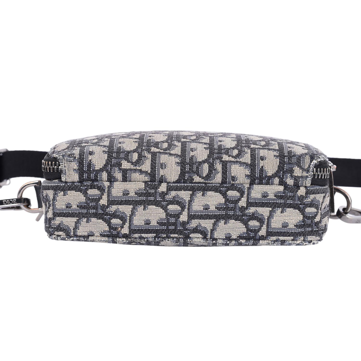 Christian Dior Double Zip Crossbody Pouch Oblique Canvas Black, Blu, Beige 9
