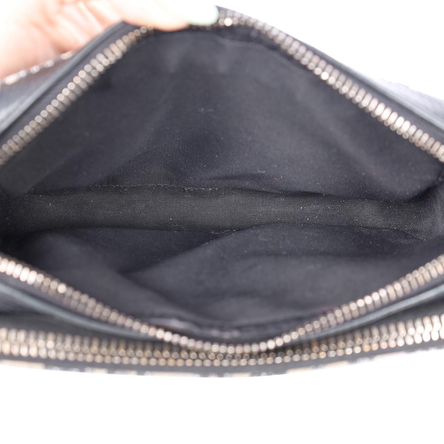 Women's or Men's Christian Dior Double Zip Crossbody Pouch Oblique Canvas Black, Blu, Beige