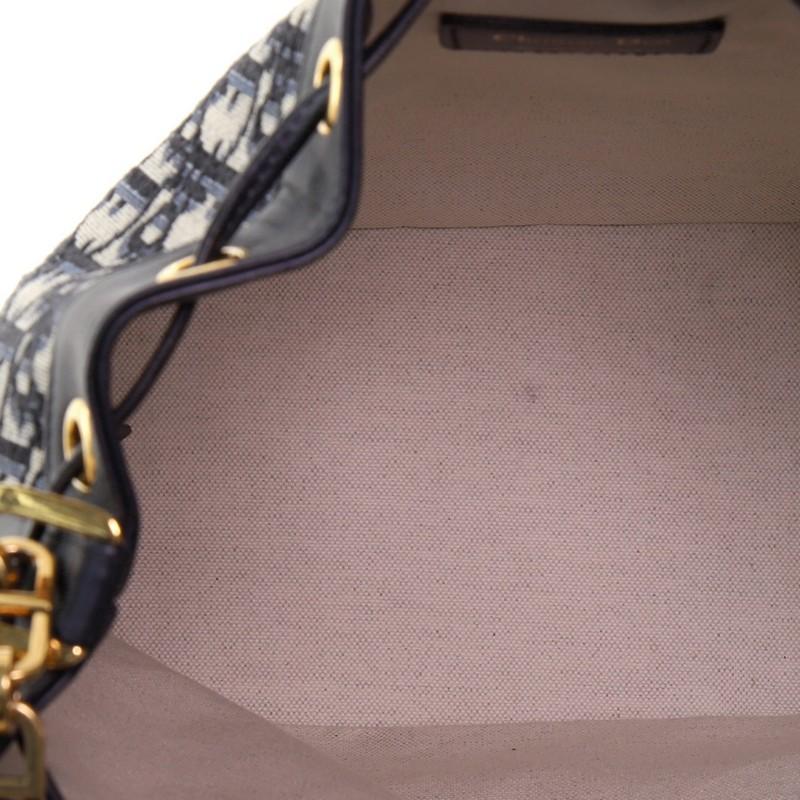 Black Christian Dior Drawstring Bucket Bag Oblique Canvas