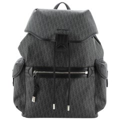 Christian Dior Drawstring Flap Backpack Darklight Coated Canvas