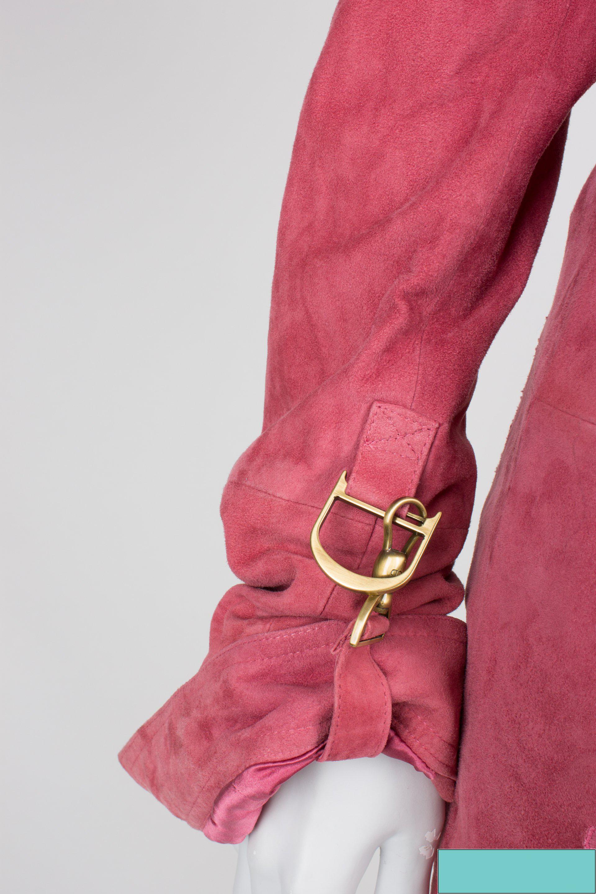 Christian Dior Dress & Jacket - pink suede For Sale 1