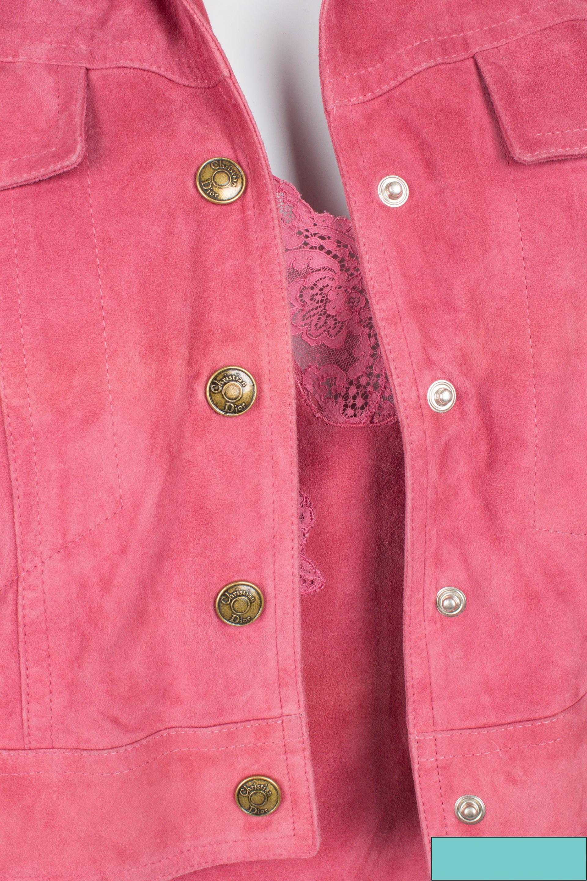 Christian Dior Dress & Jacket - pink suede For Sale 2