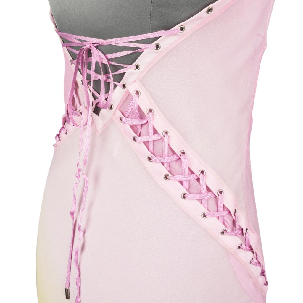 Christian Dior Dress Pink Ombre to Yellow Silk Chiffon Halter Lace Up 40 / 8 2