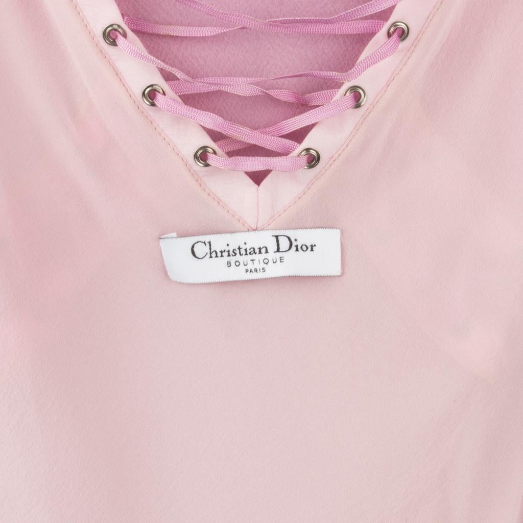 Christian Dior Dress Pink Ombre to Yellow Silk Chiffon Halter Lace Up 40 / 8 9