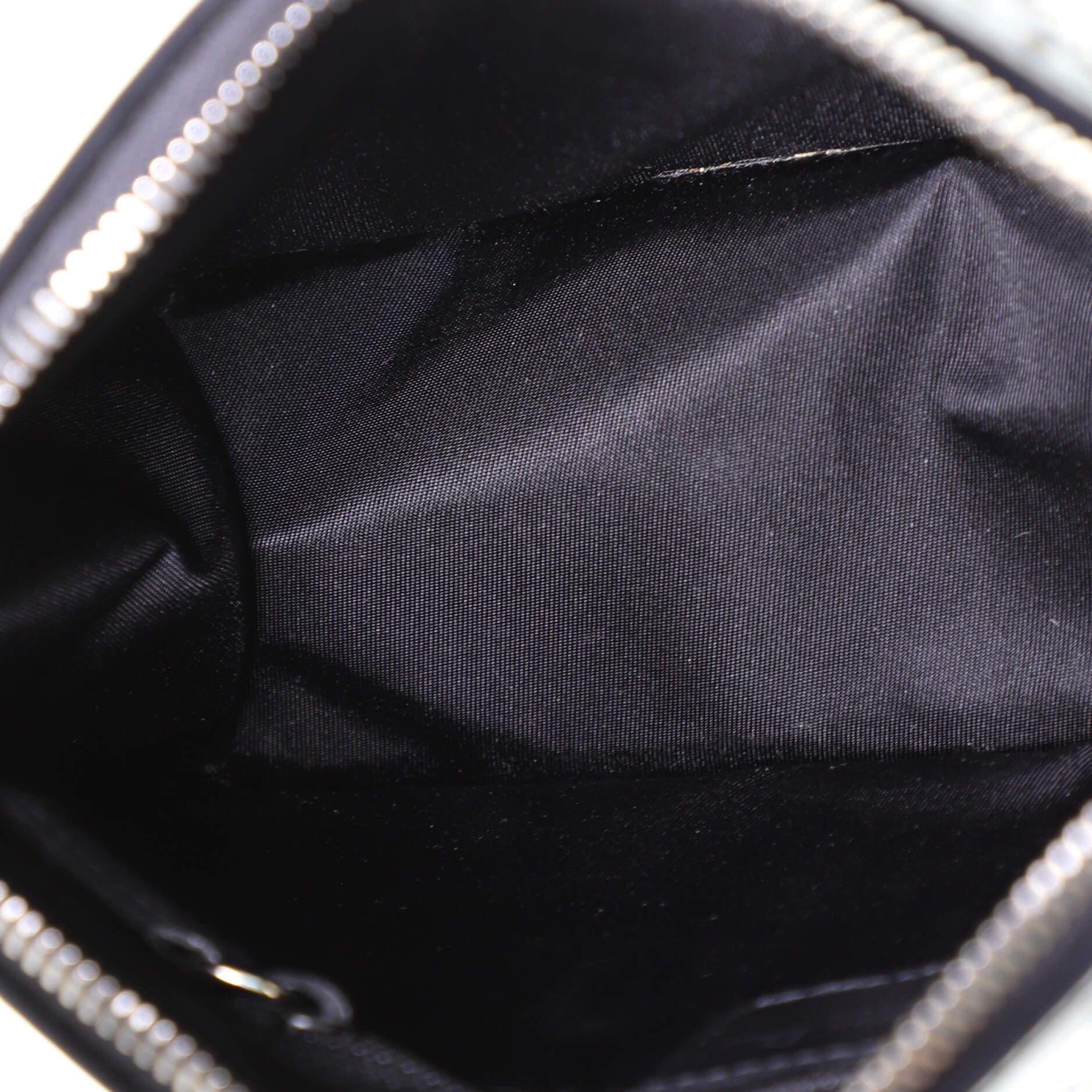 Christian Dior D'Trick Zip Shoulder Bag Leather with Diorissimo Canvas In Good Condition In NY, NY