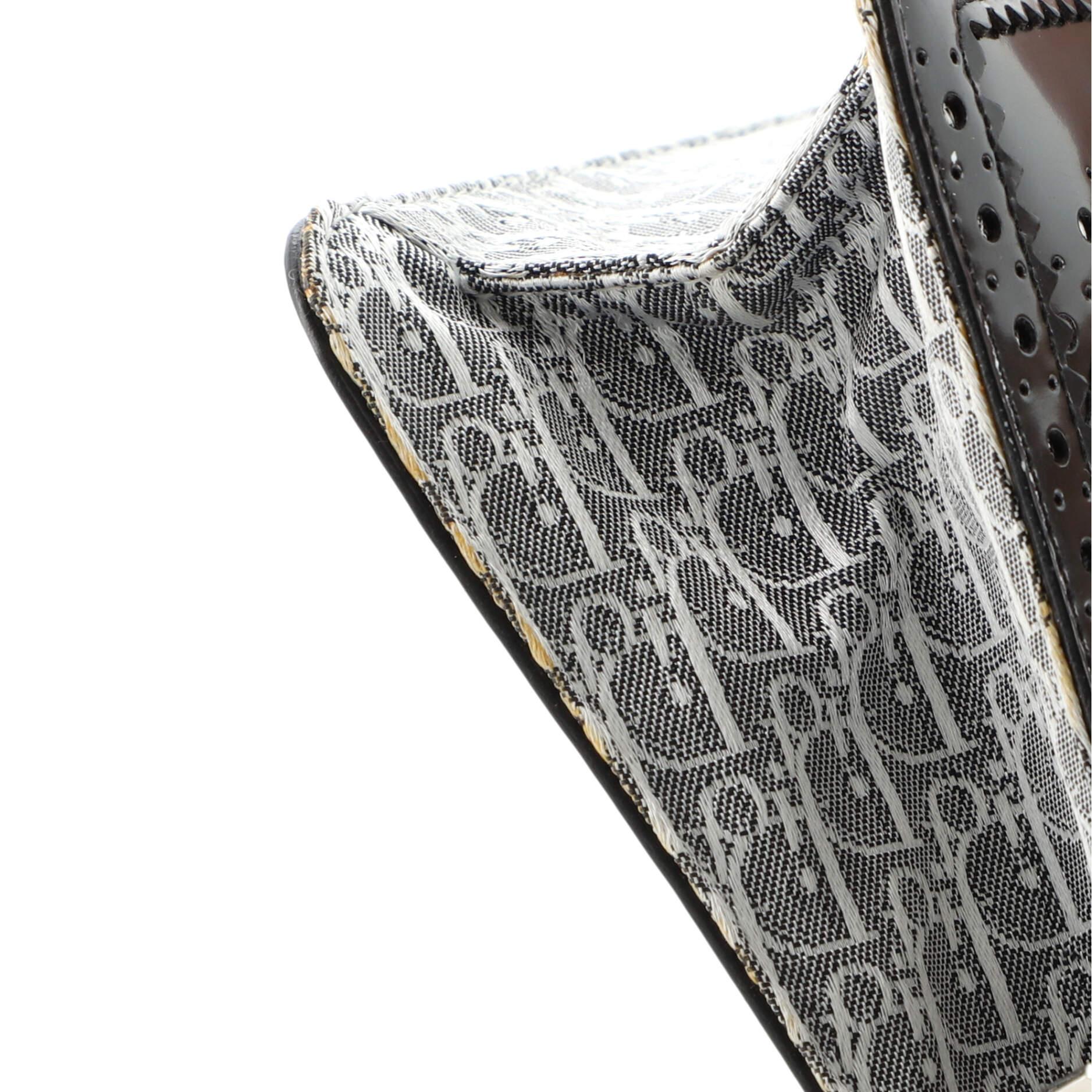 Christian Dior D'Trick Zip Shoulder Bag Leather with Diorissimo Canvas 1