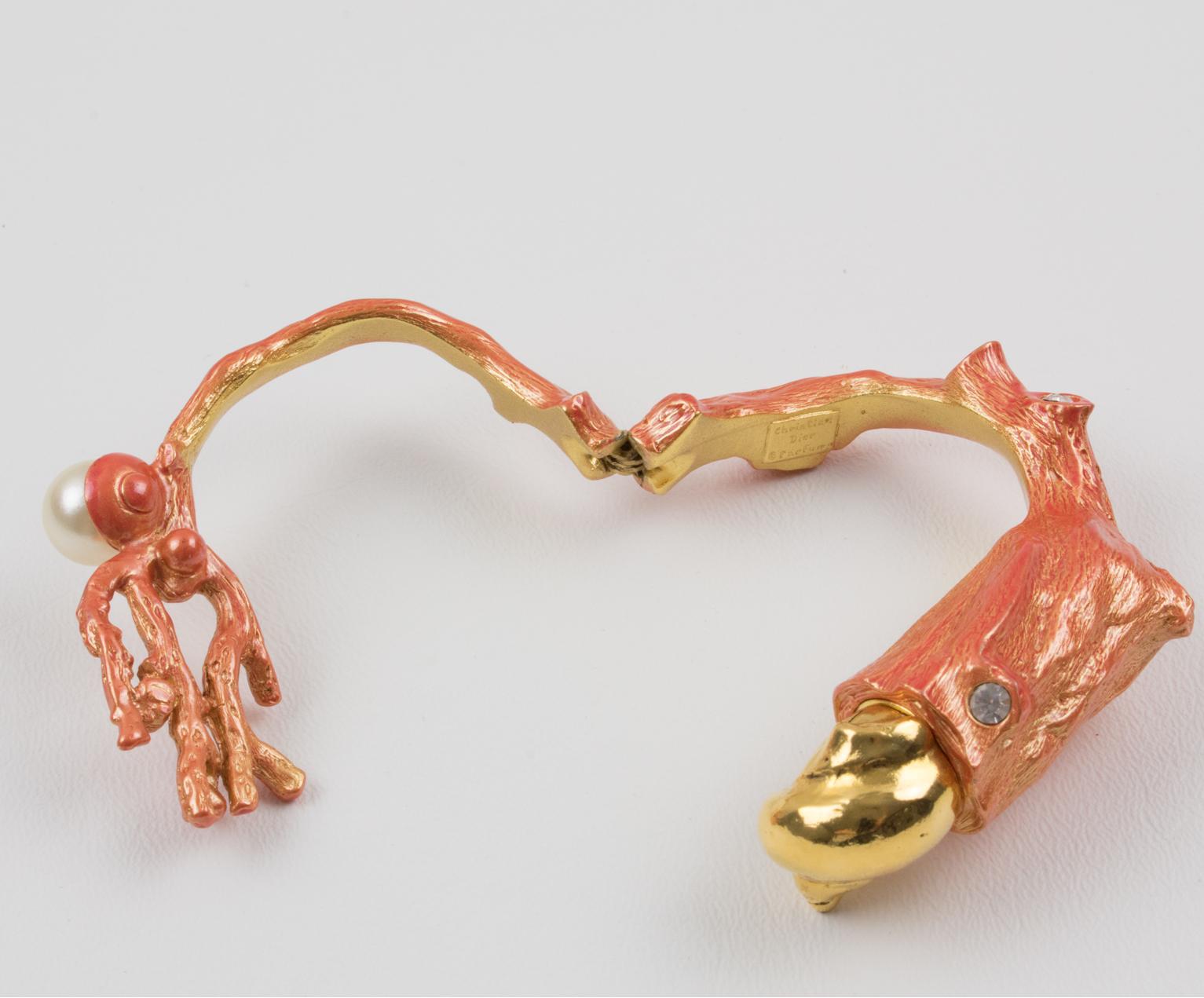 Christian Dior Dune 1987 Coral Branch Clamper Bracelet 5
