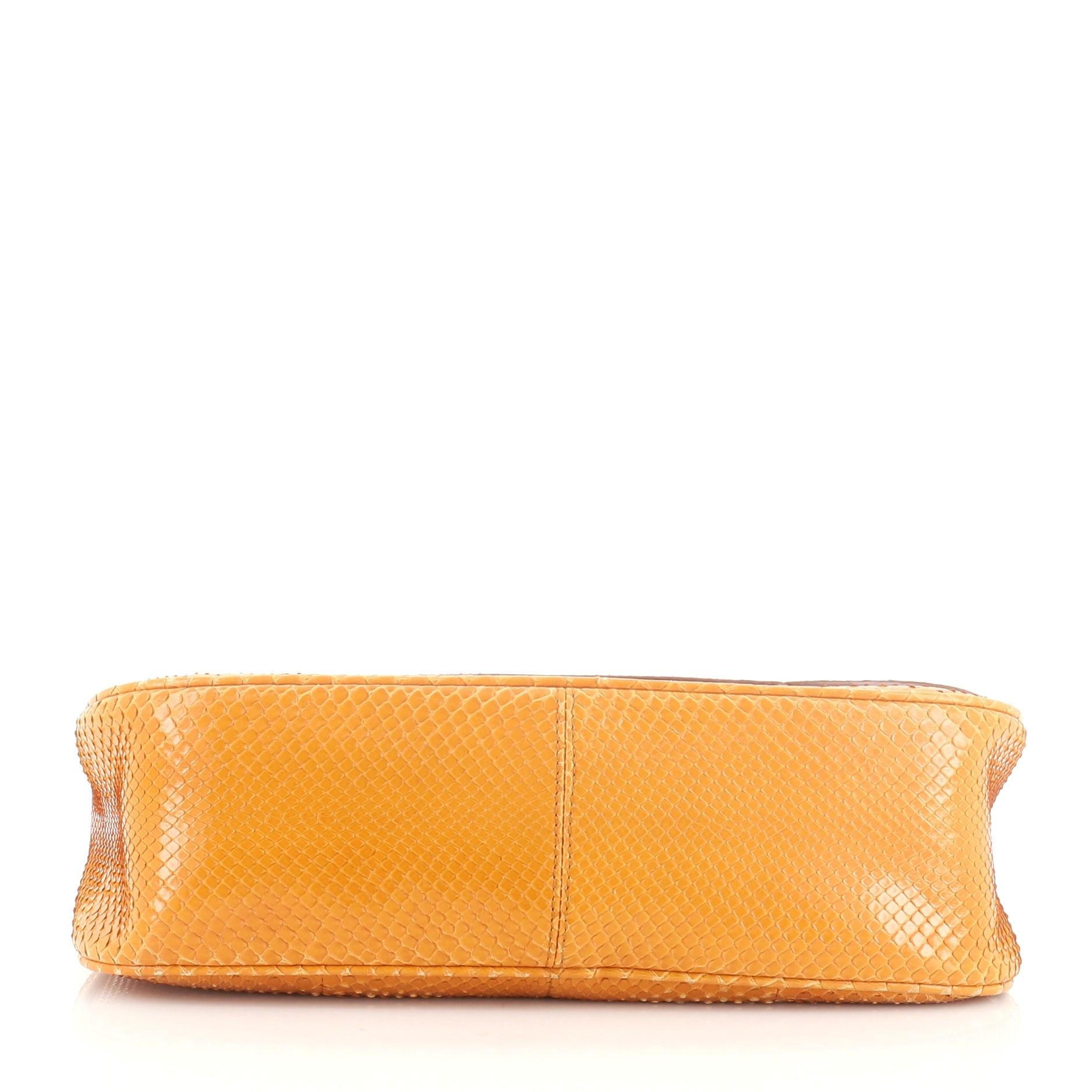 Orange Christian Dior Dune Top Handle Bag Python Medium
