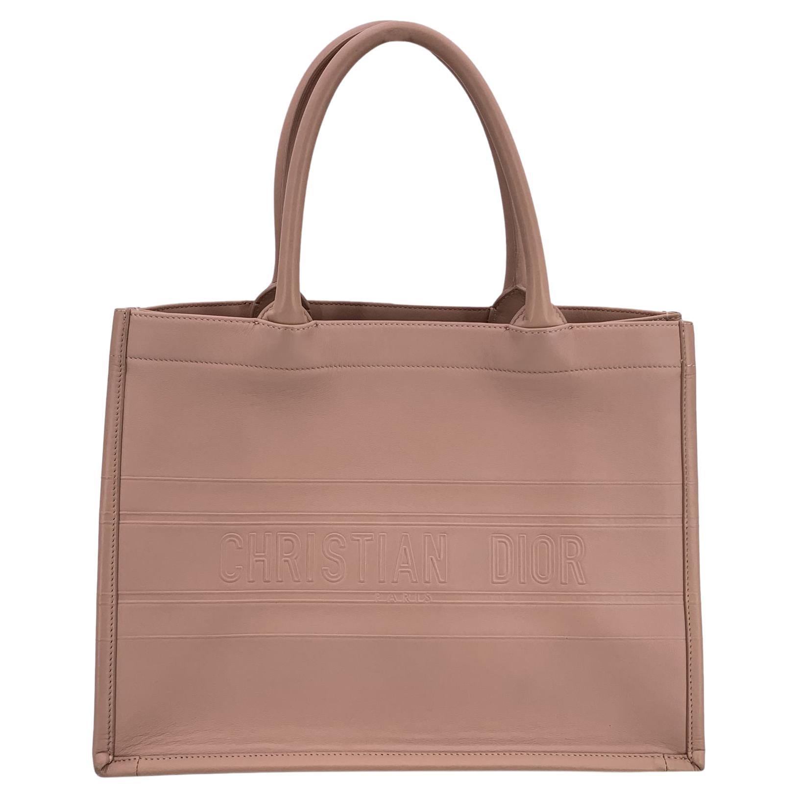 Christian Dior - Borsa Book Tote media in pelle rosa polvere