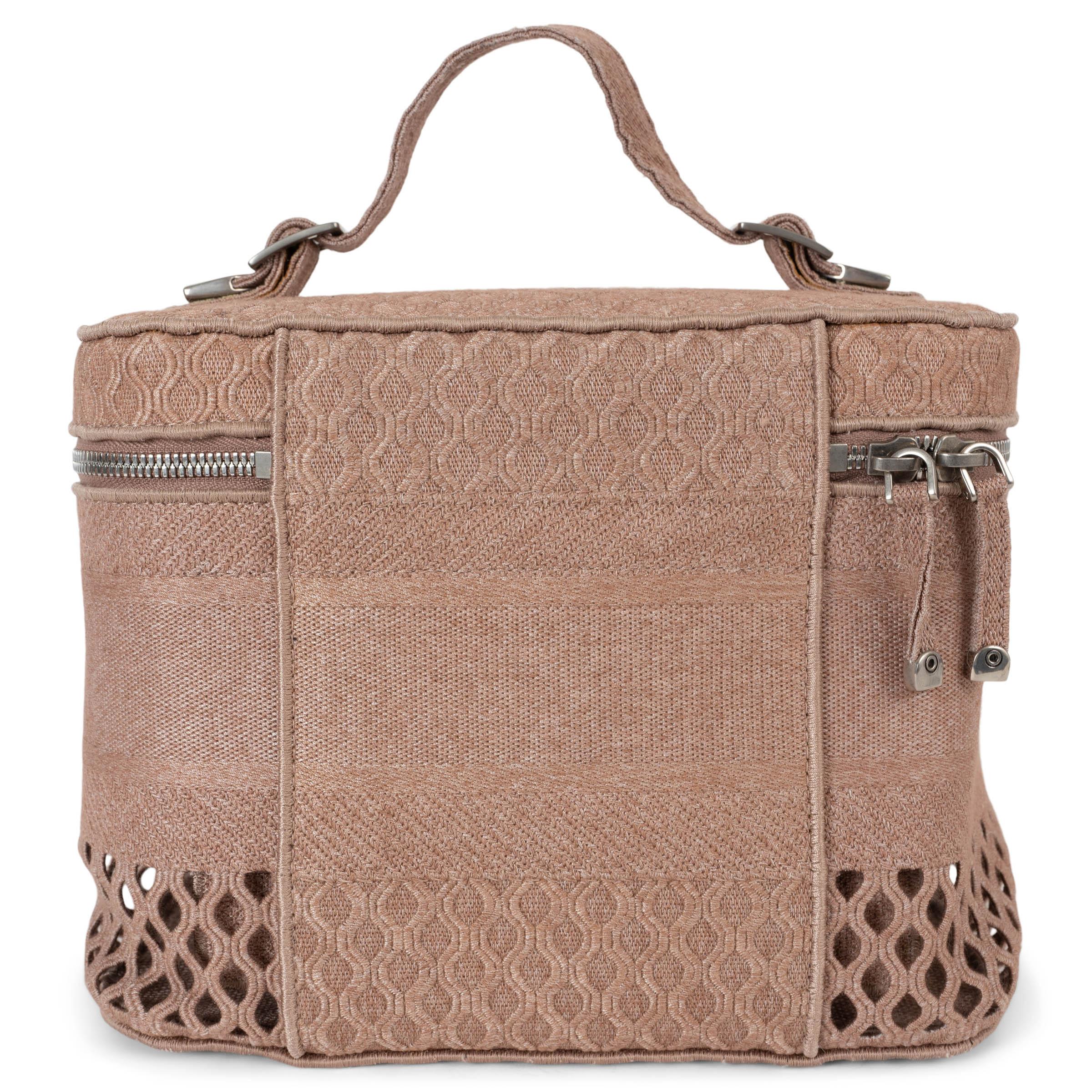 Marrone Christian Dior in tela rosa polverosa 2020 Borsa VANITY DIORTRAVEL in vendita