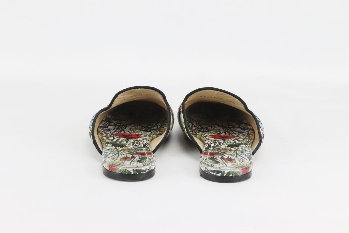 Black Christian Dior Dway Embroidered Cotton Canvas And Leather Slippers Eu 38.5