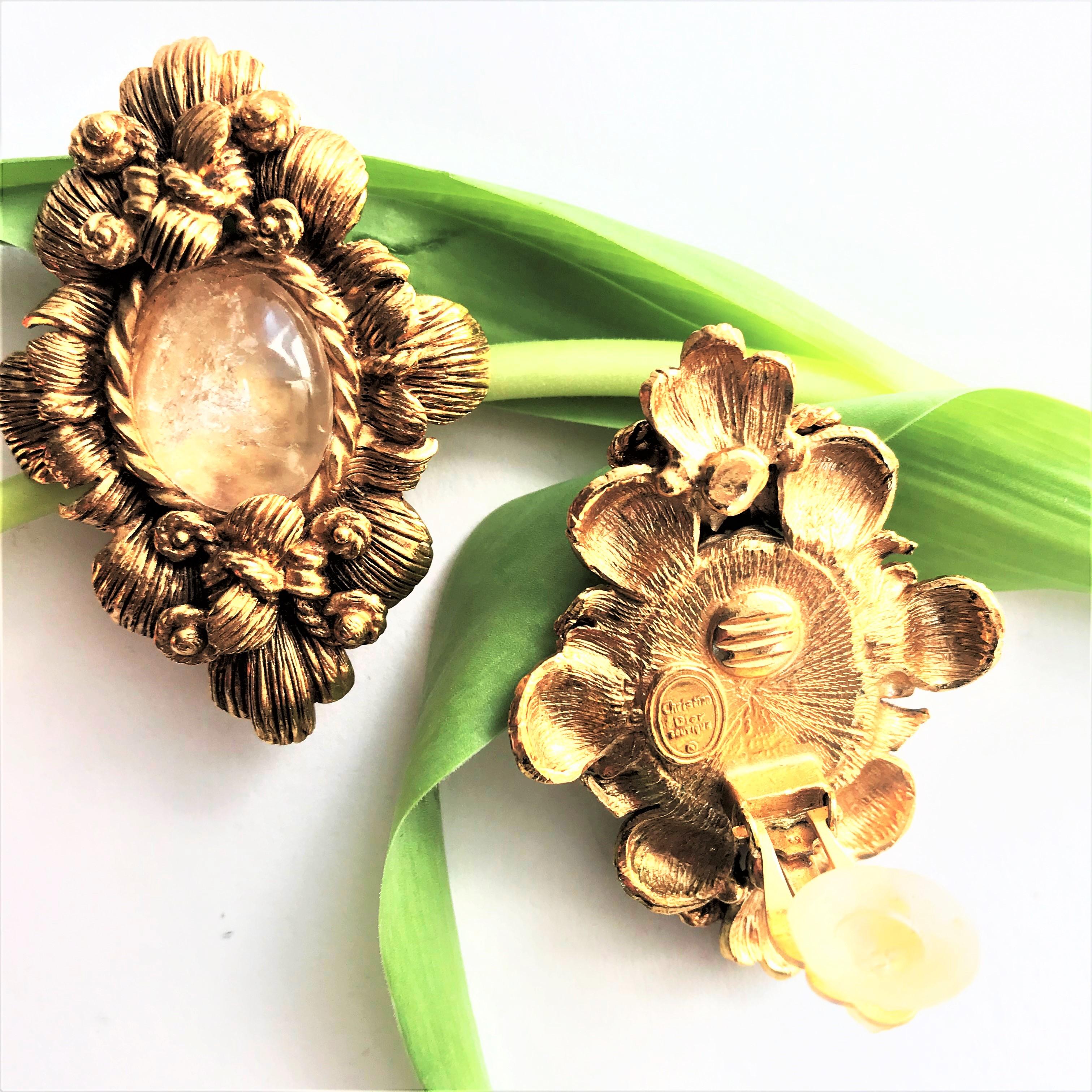 CHRISTIAN DIOR ear clips gold plated 2000s For Sale 2