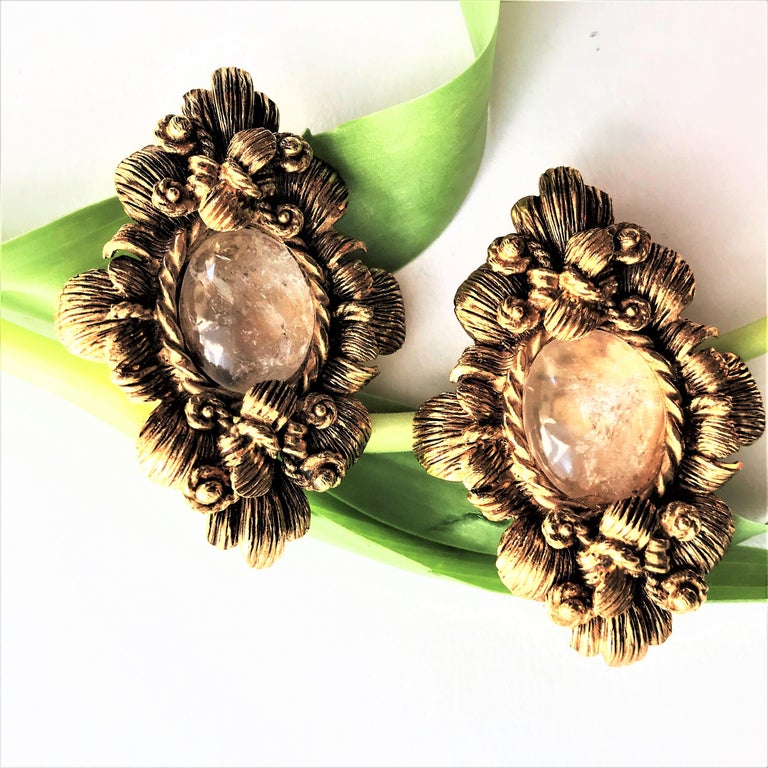 CHRISTIAN DIOR ear clips gold plated 2000s For Sale at 1stDibs