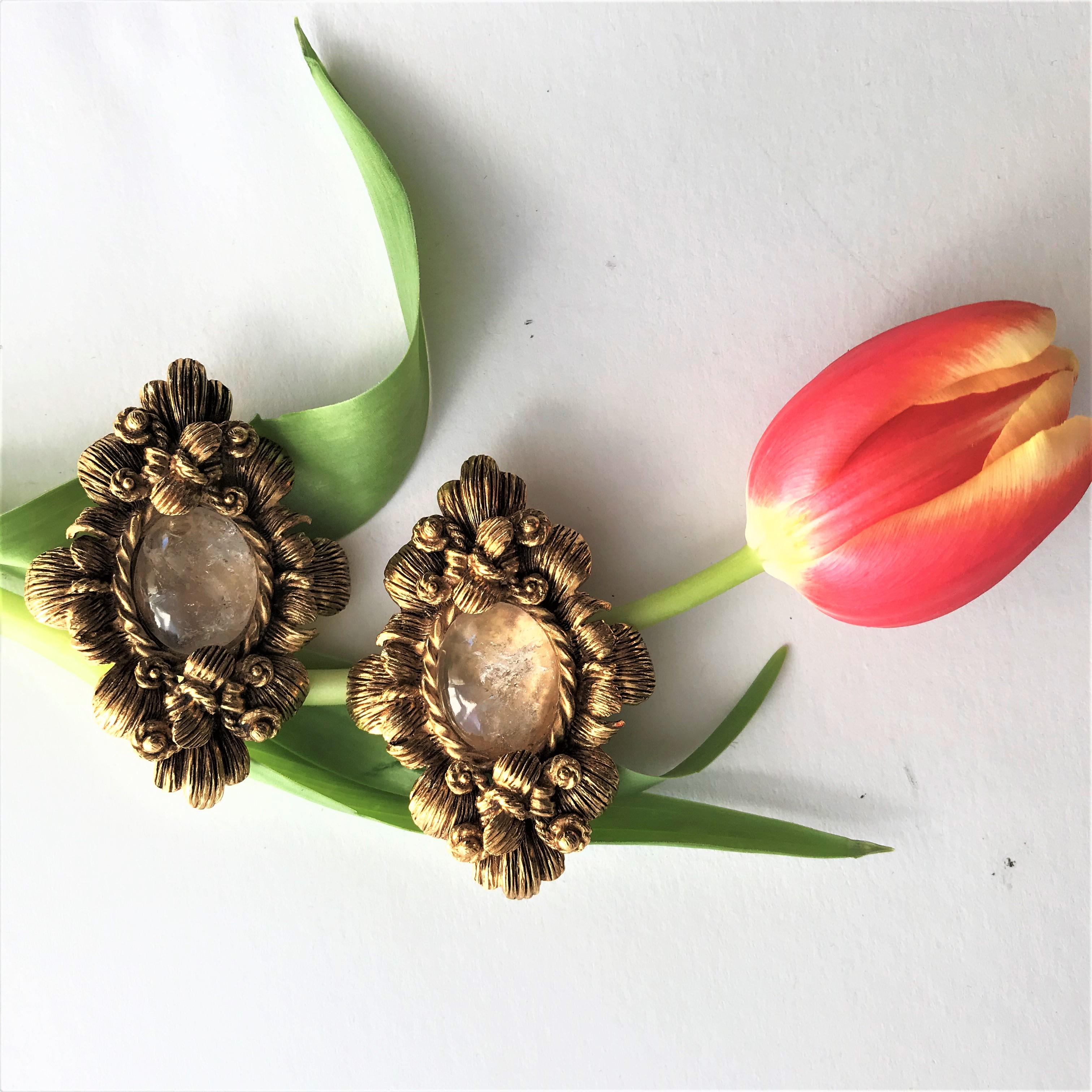 CHRISTIAN DIOR ear clips gold plated 2000s For Sale 1