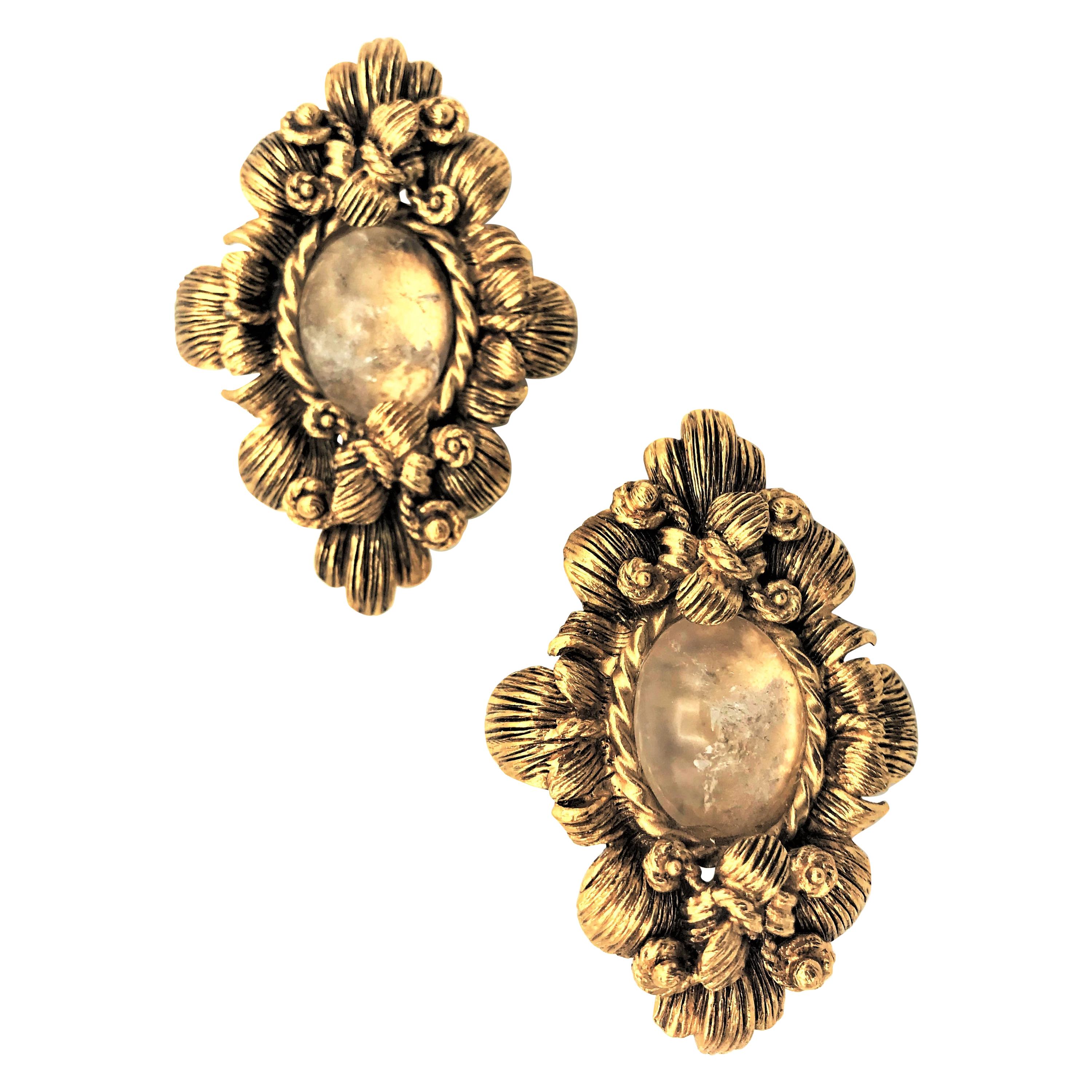 CHRISTIAN DIOR ear clips gold plated 2000s For Sale