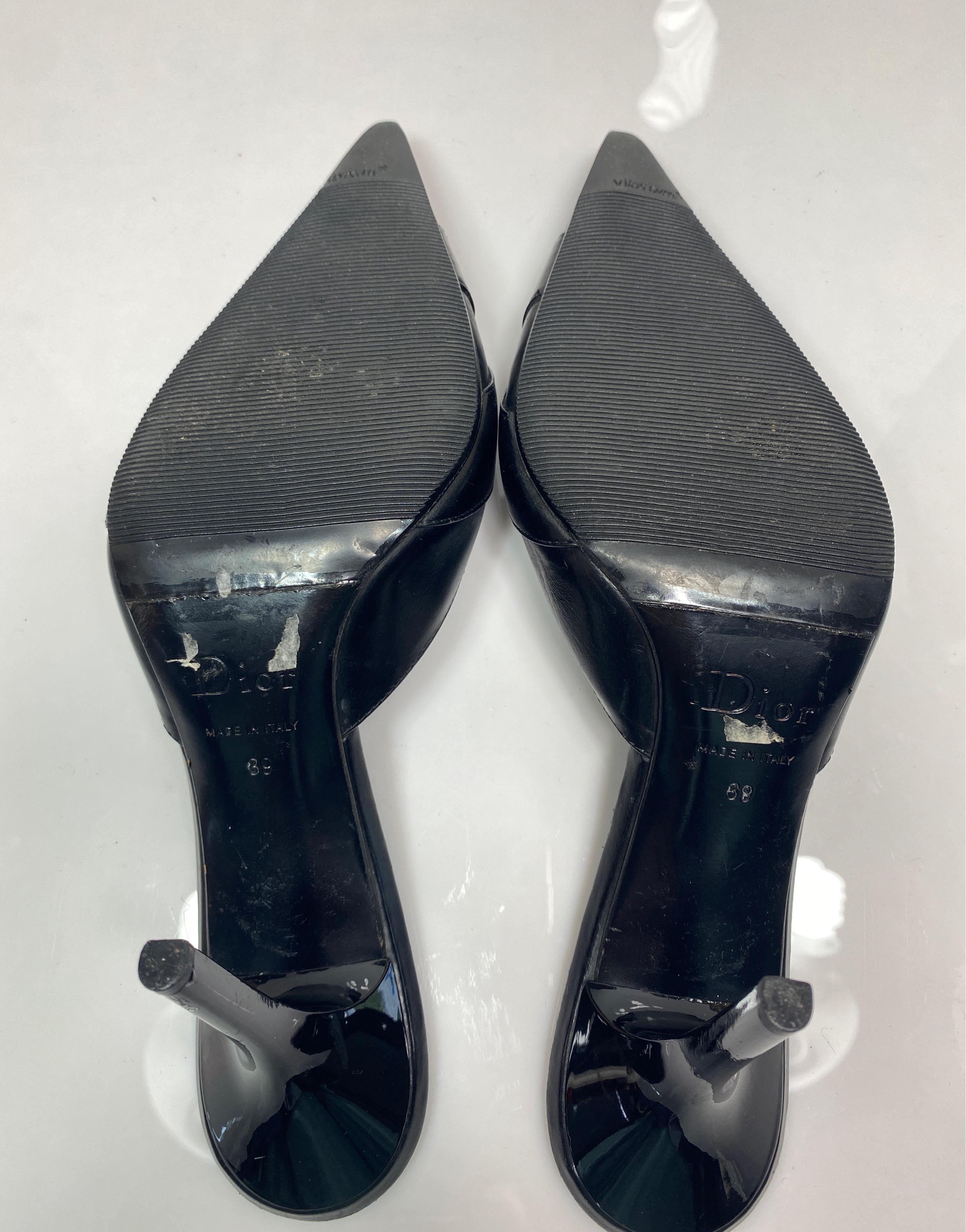 Christian Dior Early 2000’s Vintage Black Leather High Heel Slide - Size 39 3