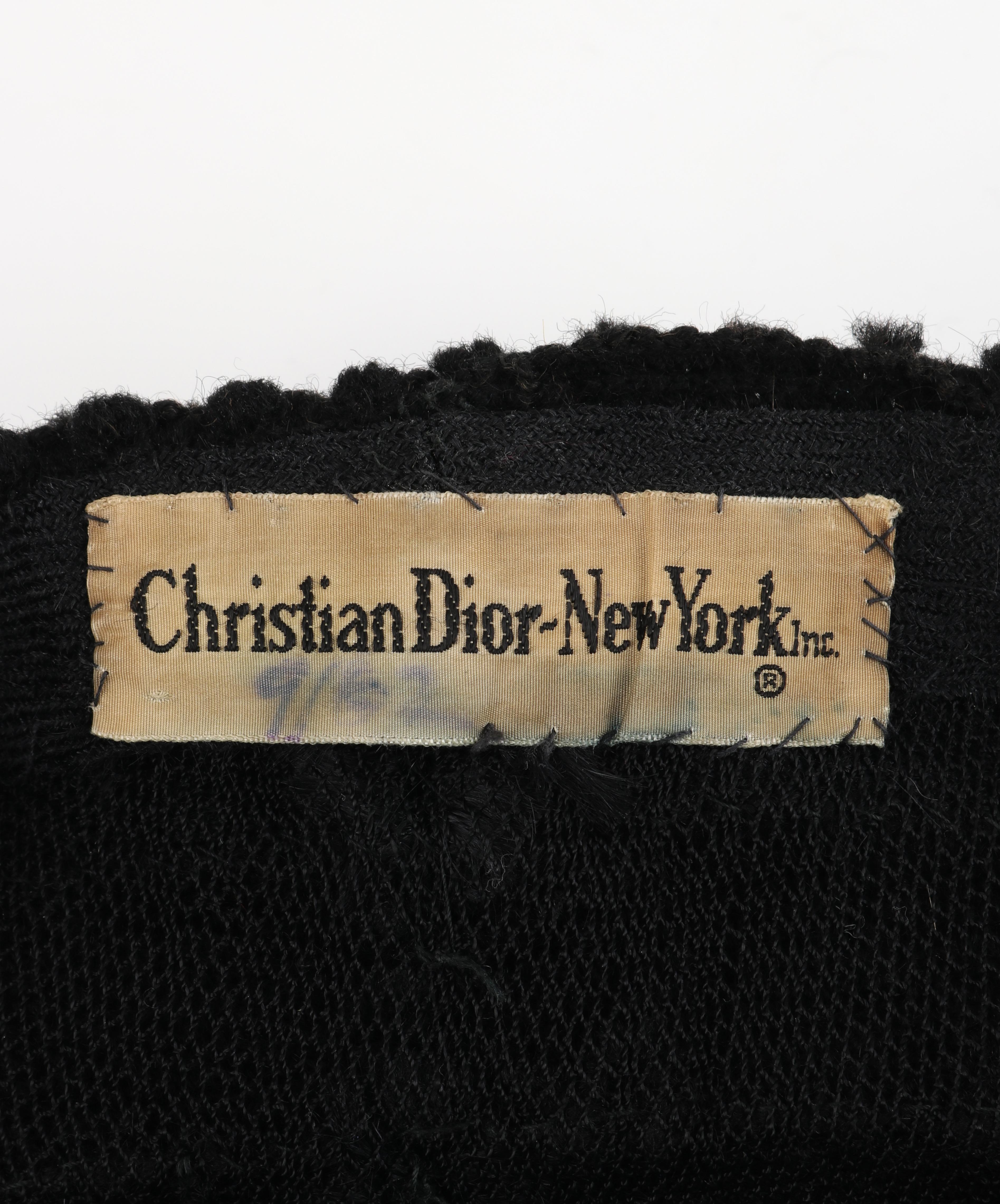 CHRISTIAN DIOR Early c.1960’s Couture Black Crochet Knit Layered Cap Hat  3