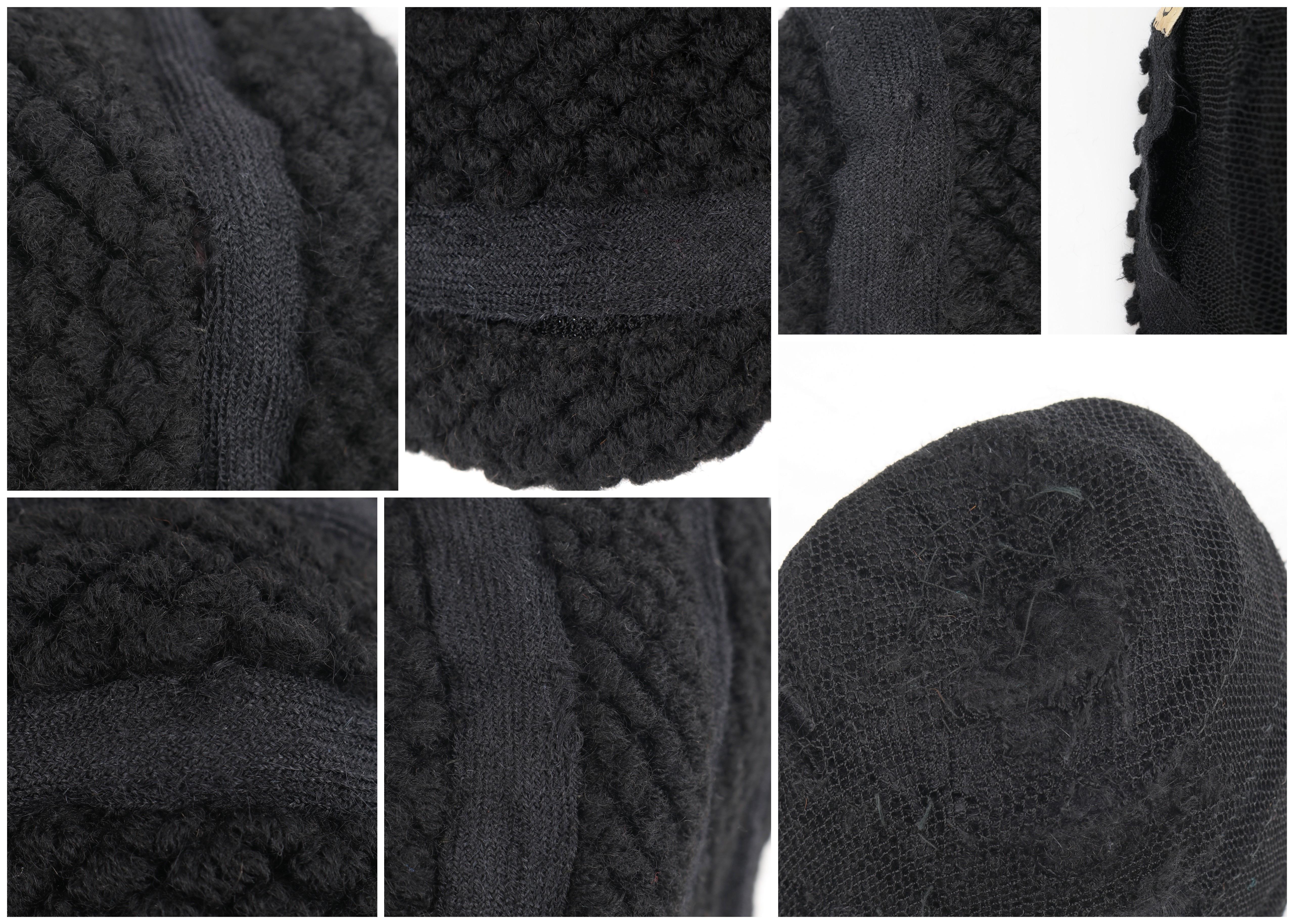 CHRISTIAN DIOR Early c.1960’s Couture Black Crochet Knit Layered Cap Hat  5
